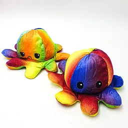 М'яка іграшка Восьминіг перевертень двосторонній веселий сумний Mood Octopus 16 см UKC кольоровий - мініатюра 7