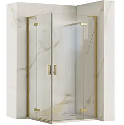 Душова кабіна Rea Hugo 90x90 brushed gold подвійна REA-K6609, Золотий, Універсальна, прозорий, золотий