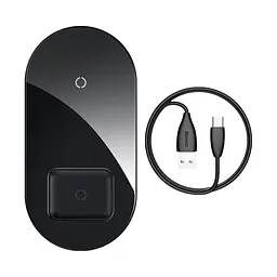 Зарядний пристрій BASEUS Simple 2-in-1 Wireless Charger 18W Max (WXJK-01) чорний - мініатюра 3