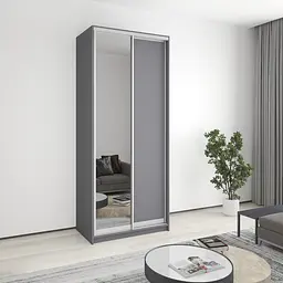 Шафа-купе дводверна MebelStar Стандарт AL ДСП/Дзеркало 100x45x240 см Антрацит (MBS-3672)