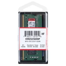 Модуль пам'яті для ноутбука SoDIMM DDR4 8GB 3200 MHz Kingston (KVR32S22S8/8WP) - мініатюра 2