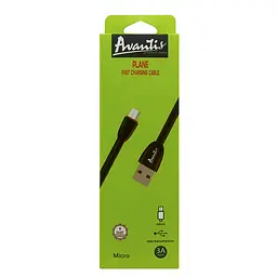 Кабель Avantis AC-22m Plane USB – Micro 2м- чорний - мініатюра 2