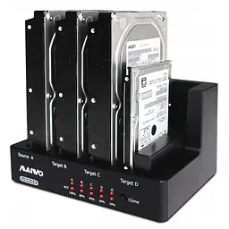 Зовнішня кишеня Maiwo клонов. для 4*HDD 2,5"/3,5" SATA/SSD через USB3.0 безгвинтов. кріпл. пластик чорн. (K3094A) - мініатюра 6