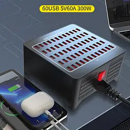 Зарядна станція ILEPO багатопортова на 60 USB портів 300 Вт / мережевий мультизарядний пристрій (19016) - мініатюра 6