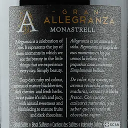 Вино Gran Allegranza Monastrell, червоне, напівсухе, 14%, 0,75 л - мініатюра 3