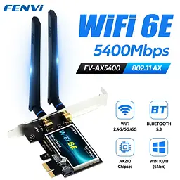 Мережева карта Fenvi FV-AX5400 Bluetooth 5.3 + Wi-Fi 2.4 / 5 / 6 GHz PCI-E з антенами (18842) - мініатюра 2