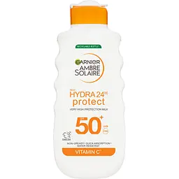 Сонцезахисне водостійке молочко Garnier Ambre Solaire Зволоження 24 години, SPF 50+, 175 мл