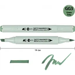 Набір спиртових маркерів Santi Brush SA-GG3 зелено-сірий 3, 6 шт. (390938) - мініатюра 2