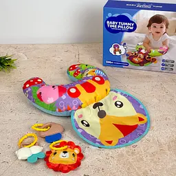 Розвиваюча подушка килимок 2 в 1 Лисичка для малюка Сolombokid м'який на підлогу з брязкальцями музичний, подушка для підтримки немовляти на підлозі