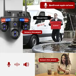 Вулична WiFi IPкамера Q28 35Мп чорна 7 об'єктиви поворотні, зум 10-х 4 екрани - мініатюра 9