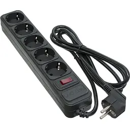 Мережевий фільтр живлення Patron 1.8 m3*1mm2 (SP-1052) 5 розеток BLACK (EXT-PN-SP-1052)