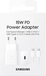 Сітчасте зарядне пристрій Samsung 15W Power Adapter Type-C+Cable - Білий (EP-T1510XWEGEU) (6972209) - мініатюра 3