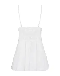 Сатиновий пеньюар з мереживом Obsessive 810-BAB-2 babydoll & thong L/XL, білий, пеньюар, танга - мініатюра 6