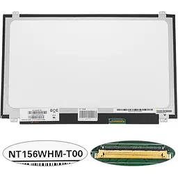 Матриця 15.6 NT156WHM-T00 touch (1366*768 40pin(eDP) LED SLIM(вертикальні вушки) глянець роз'єм праворуч знизу) для ноутбука