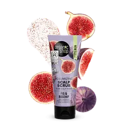 Скраб для шкіри голови для жирного волосся об'єм інжир і шипшина Organic Shop 75 мл