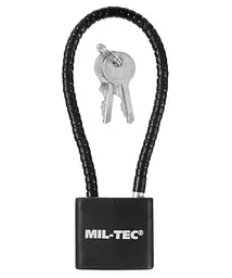 Замок навісний Mil-Tec з тросом 20 см - чорний 15925150