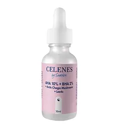 Пілінг-сироватка з кислотами AHA + BHA + LACTIC + ARCTIC CHAGA MUSHROOM Celenes 30 мл