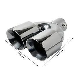 Насадка на глушник Elegant Подвійна Кругла Ø 63 х 2-89 x 245 мм Хром (EL 106 048) - мініатюра 2