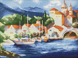 Алмазна мозаїка/вишивка Гірське містечко 30*40 см Ідейка AMO 7913