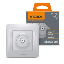 Розетка SAT одинарна супутникова срібний шовк VIDEX BINERA VIDEX (24905-000)