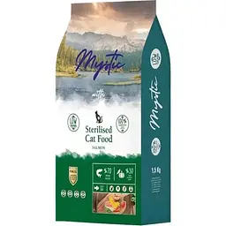 Сухий корм для дорослих стерилізованих котів Mystic з лососем 500 г