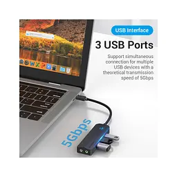 Концентратор Vention USB 3.1 Type-C to 3xUSB 3.0+MicroUSB+3.5mm Sound Adapter black (TGQBB) - мініатюра 4