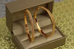 Сережки кільця Хuping Jewelry Бриз 5 см золотисті