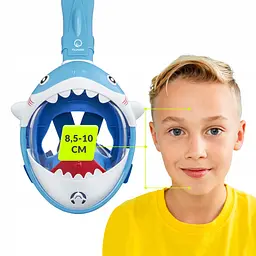 Маска для снорклінгу TSUNAMI Shark повнолицьова, дитяча Sky Blue (P-5907739318237) - мініатюра 7