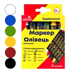 Маркер для розмітки - Різнокольорова крейда воскова , 6 кольорів (CW606916)