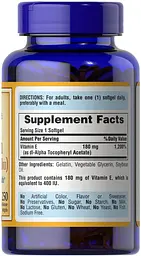 Витамин Е Vitamin E-400 IU 250 жидких капсул Puritan's Pride vit0006335 - миниатюра 3