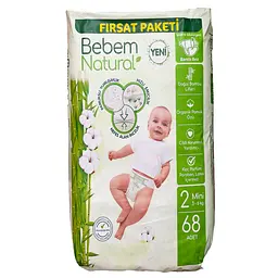 Підгузки Bebem Natural 2 Mini (3 - 6 кг), 68 шт