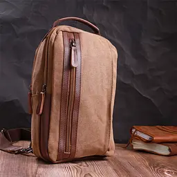 Вертикальна чоловіча сумка через плече із щільного текстилю Vintage 19х32х9 см sum0028968 - мініатюра 10