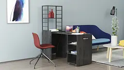 Стіл-тумба трансформер Смарт 4/2 з етажеркою Ferrum-decor 1430x1450x600 Чорний метал ДСП Сосна Кембра 16 мм (FRD-105132) - мініатюра 10