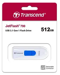 USB флеш накопичувач Transcend 512GB JetFlash 790 White USB 3.1 (TS512GJF790W) - мініатюра 3