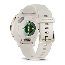 Смарт-годинник Garmin Venu 3S корпус кольору слонова кістка зі золотистим сталевим безелем та білим силіконовим ремінцем - мініатюра 2