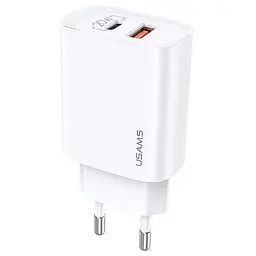 Адаптер мережевий USAMS T35 Fast Charger US-CC121 - USB+Type-C 20W білий - мініатюра 2