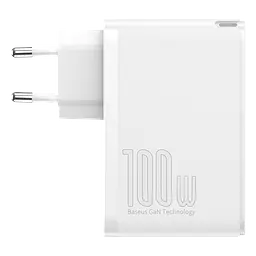 Адаптер мережевий - блок - зарядний пристрій BASEUS GaN2 Pro 4 порти 100 W 5 A (CCGAN2P-L02) білий