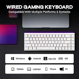 Ігрова механічна дротова клавіатура Ajazz NK68 / Red Switch / 65% / RGB / White Lines - мініатюра 6