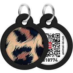Адресник для собак і котів Waudog Smart ID з QR паспортом Леопард металевий 30 мм (230-4066) - мініатюра 2