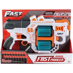 Іграшковий пістолет Fast Pioneer Manual з подвійним барабаном та м'якими набоями 18 шт. білий (BH704) - мініатюра 2
