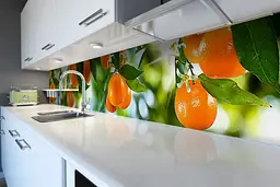 Кухонний фартух Мандарини ПВХ наклейка цитруси апельсини помаранчеві Зелений 65х250 см Happy Pocket Z180800