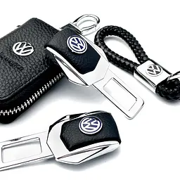 Подарунковий набір для Volkswagen / заглушки ременя безпеки з логотипом / брелок і чохол для ключів / тиснена шкіра - мініатюра 2