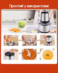 Подрібнювач для кухні Crownberg MultiFunction Food Blender 500 Вт з металічною чашою Black - мініатюра 6