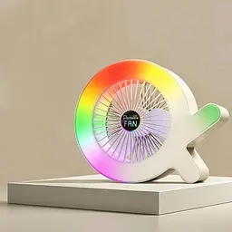 Настільний акумуляторний вентилятор Desktop Fan S37 з RGB-підсвіткою, 3 швидкості, 2,8 Вт, жовто-білий