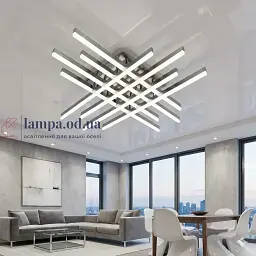 Стильна стельова LED люстра для кабінету Diasha 7012NEW HR хром 68 см 136W з пультом