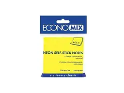 Блок для нотаток Economix з клейким шаром 75х75мм 100арк. жовтий