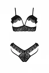 Еротичний комплект Passion DOLLY SET, S/M, black, з відкритими чашками - мініатюра 3