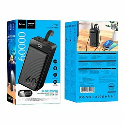 Портативна батарея Powerbank Hoco J123C Element 22.5W+PD20W with digital display 60000mAh Black - мініатюра 9
