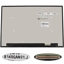 Матриця 14.5" B145QAN01.J (2560 * 1600 40pin (eDP IPS 120Hz) LED SLIM (без додаткової панелі) матова роз'єм справа внизу)