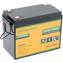 Акумулятор Eco-Worthy LiFePO4 24V (25.6V/100Ah/2560Wh) (Eco-Worthy-251002) [164644] - мініатюра 2
